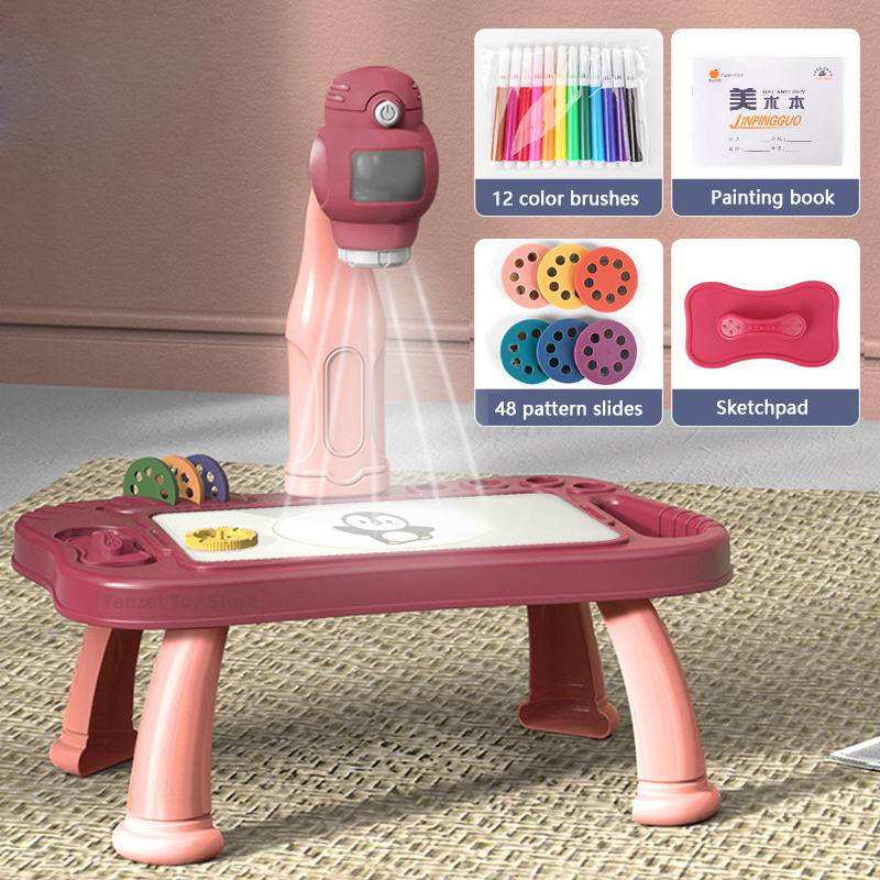 Kids Education Drawing - Smart Projector Kids Painting Table Set