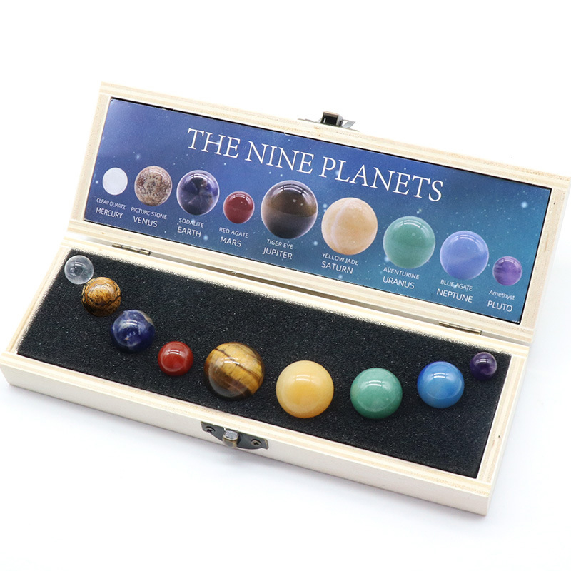 Solar System Model - Natural Crystal 8 9 Planets Ball